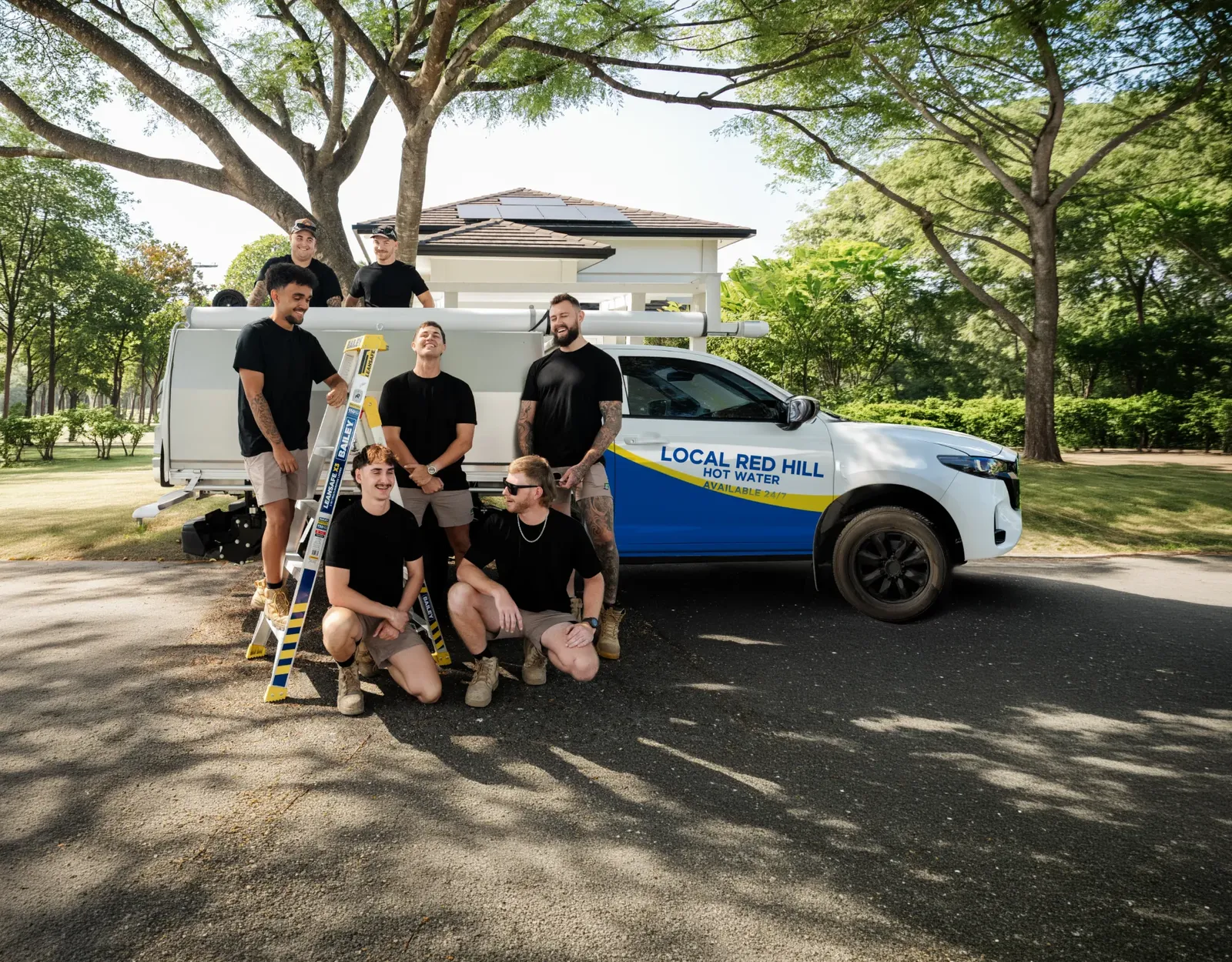 Local Red Hill Hot Water team and ute